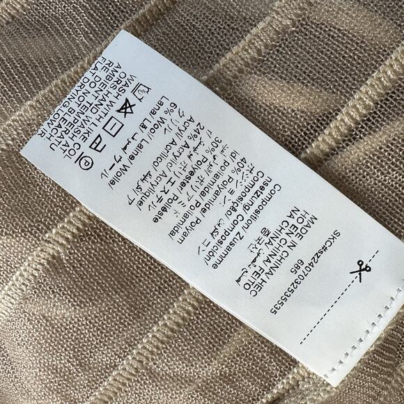 anewsta long sleeve beige maxi sweater dress sheer bottom cowl neck Size L - Picture 5 of 6